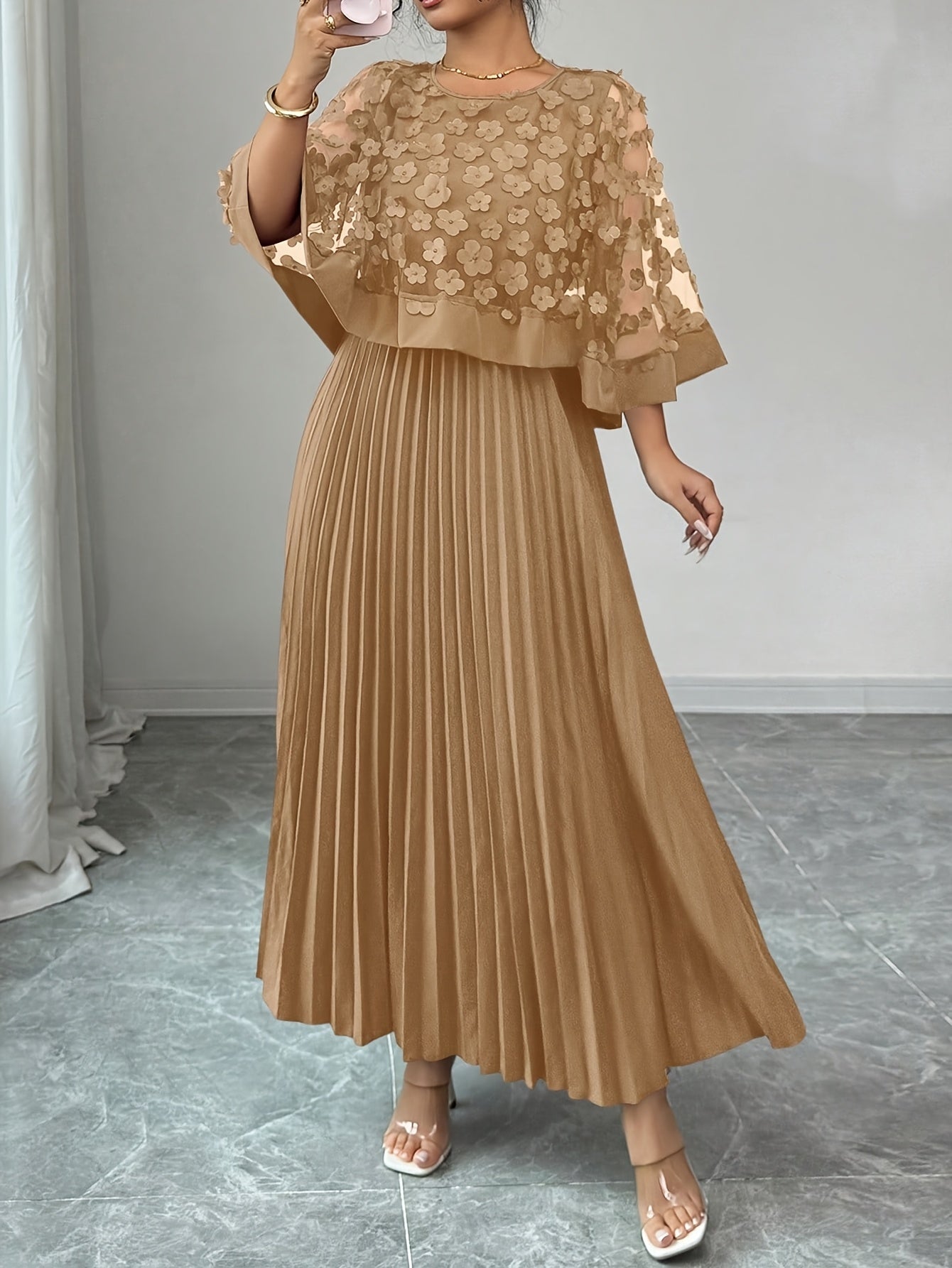 Seraphina fall wedding guest dress - appliqué detail