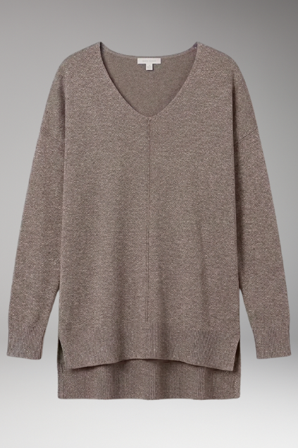Seraphine V-neck textured knit sweater - detail view