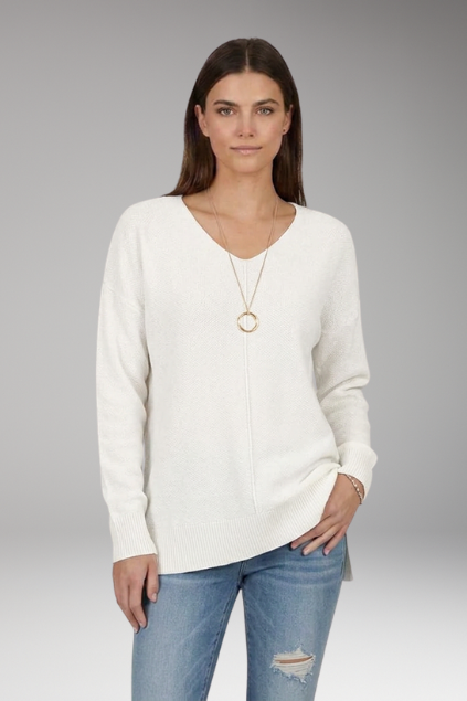 Seraphine V-neck textured knit sweater - additional angle 2