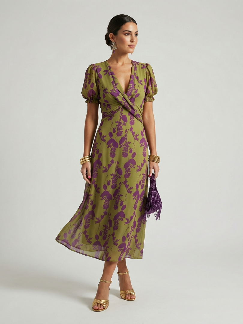 Serena | V-Neck Wrap Midi Dress