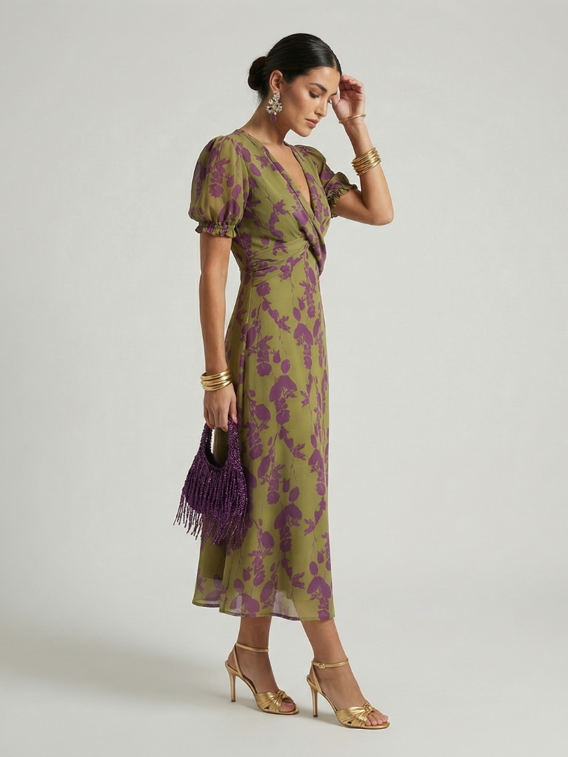 Serena | V-Neck Wrap Midi Dress