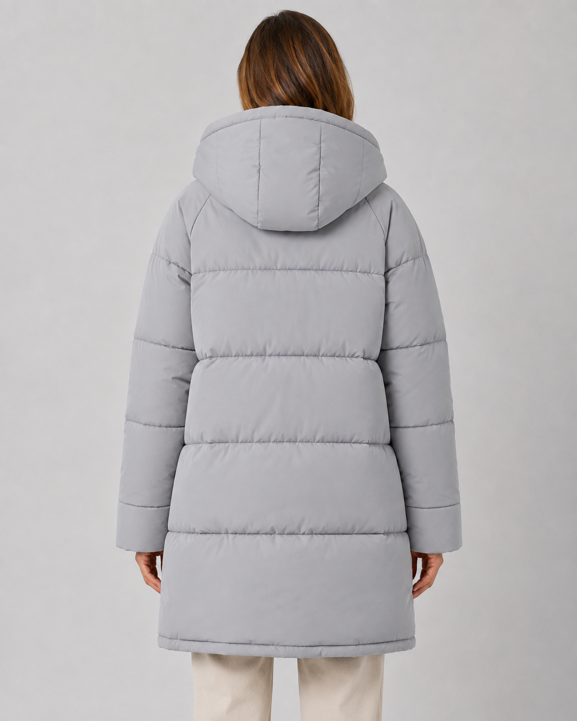 Sharon hooded longline padded puffer coat - side view