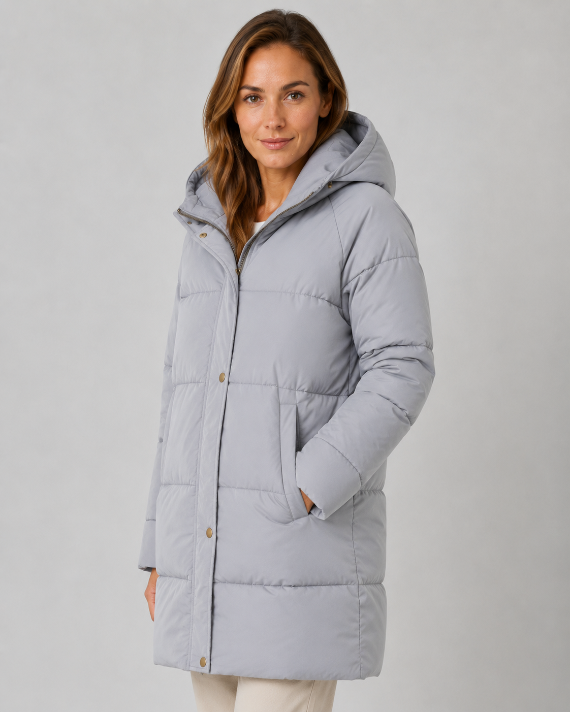 Sharon hooded longline padded puffer coat - back view