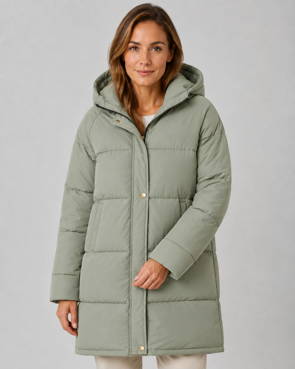 Sharon hooded longline padded puffer coat - hood detail