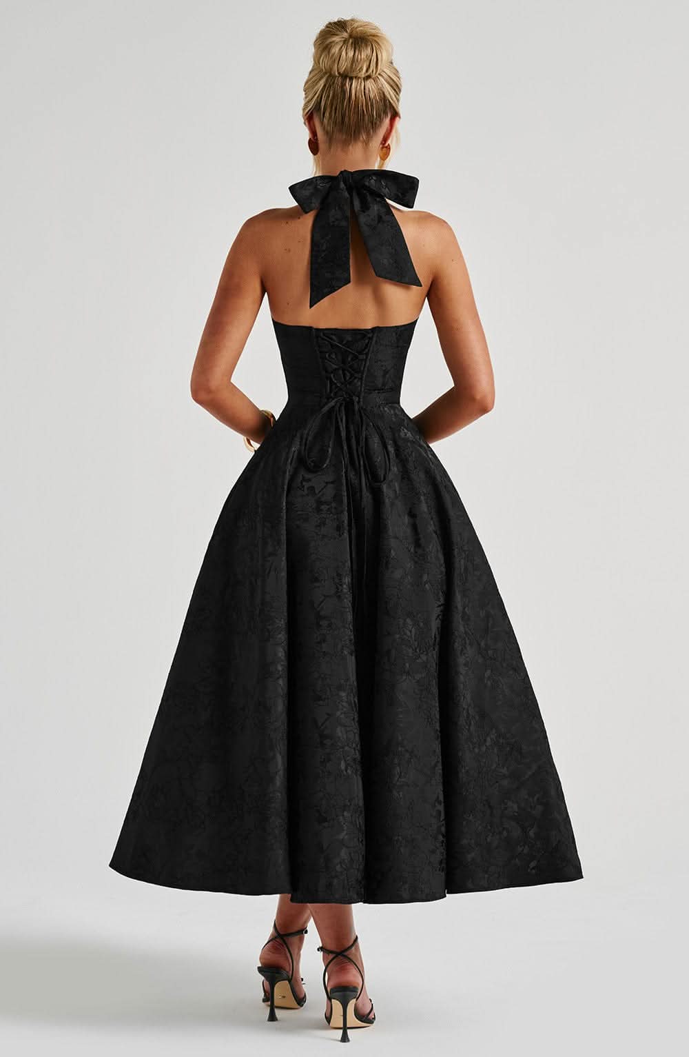 Shayla | Halter Wedding Guest Midi Dress