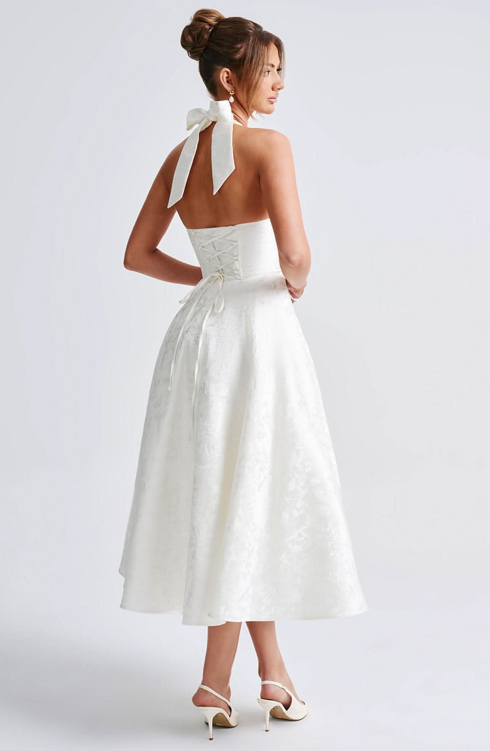 Shayla | Halter Wedding Guest Midi Dress