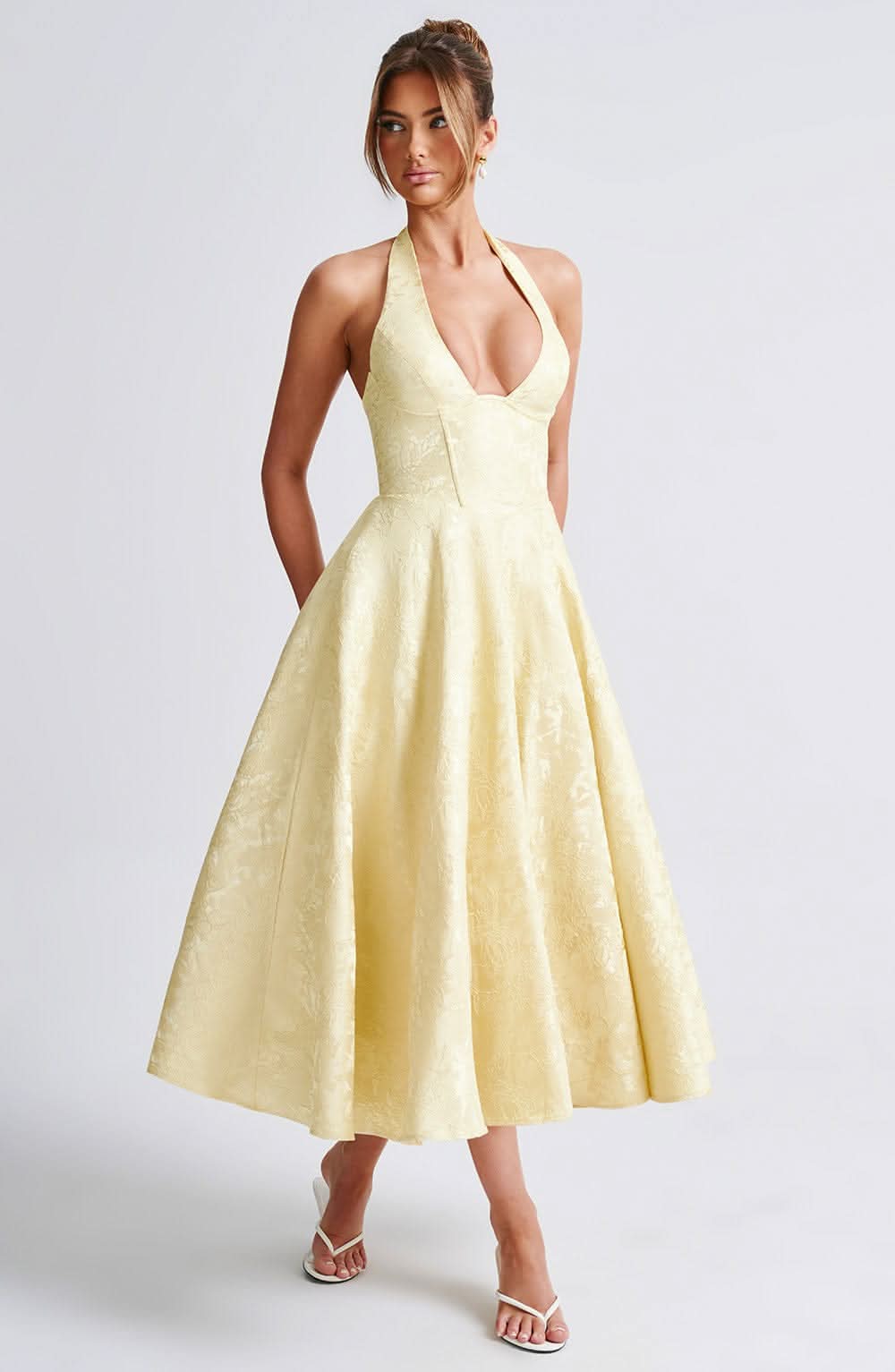 Shayla | Halter Wedding Guest Midi Dress