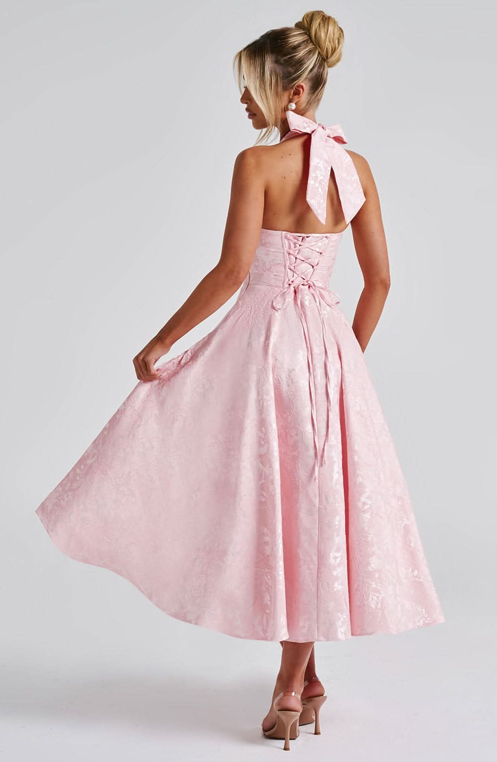 Shayla | Halter Wedding Guest Midi Dress