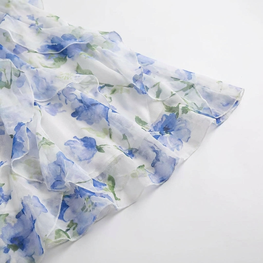 Sheena | Floral Corset Ruffle Maxi Dress