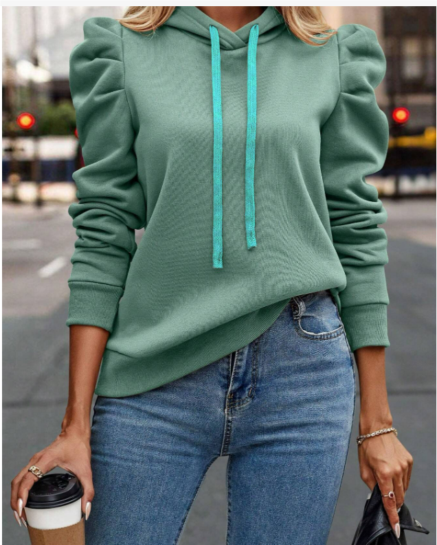 Sieglinde | Ruffle-Sleeve Hooded Sweatshirt