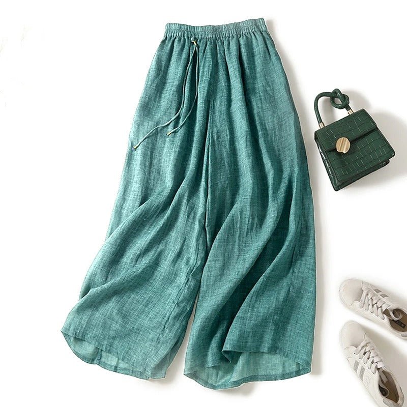 Solene wide leg linen culottes - front view