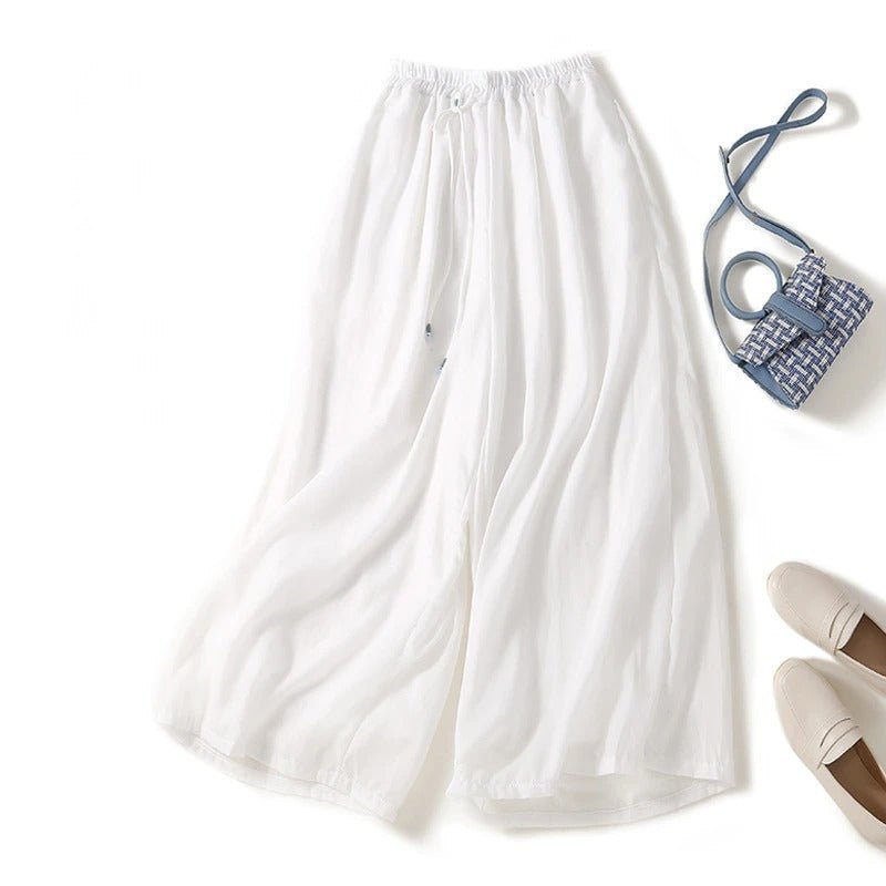 Solene wide leg linen culottes - side view