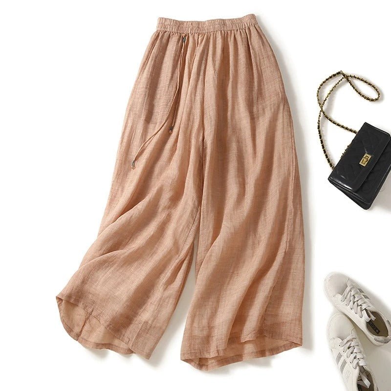 Solene wide leg linen culottes - back view
