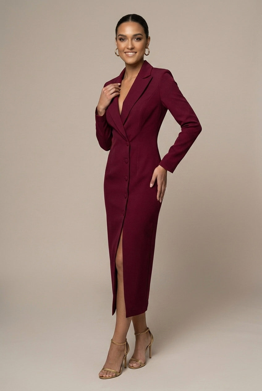 Stacy | Single-Breasted Blazer Midi Dress