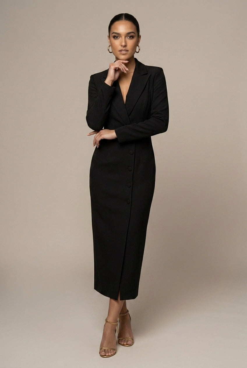 Stacy | Single-Breasted Blazer Midi Dress