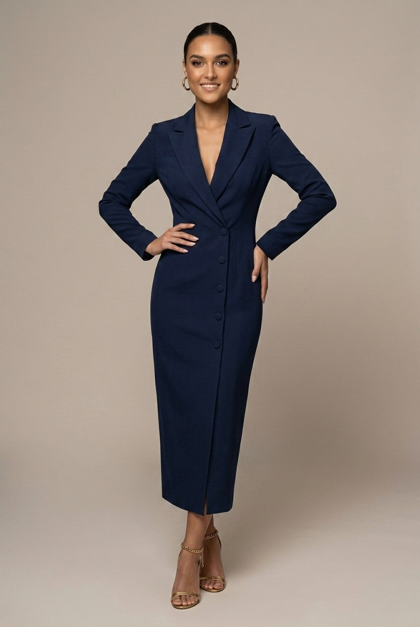 Stacy | Single-Breasted Blazer Midi Dress
