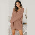 Sunniva oversized v-neck sweater dress, beige