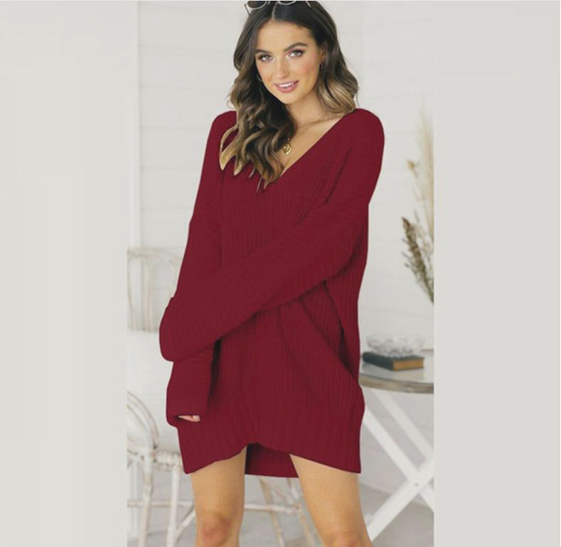 Sunniva oversized v-neck sweater dress, view 5
