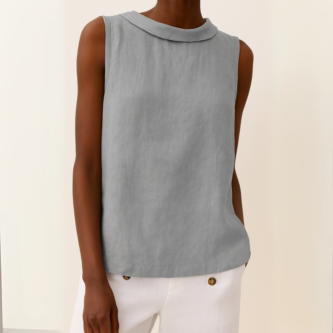 Susan | Sleeveless Top with Roll Collar