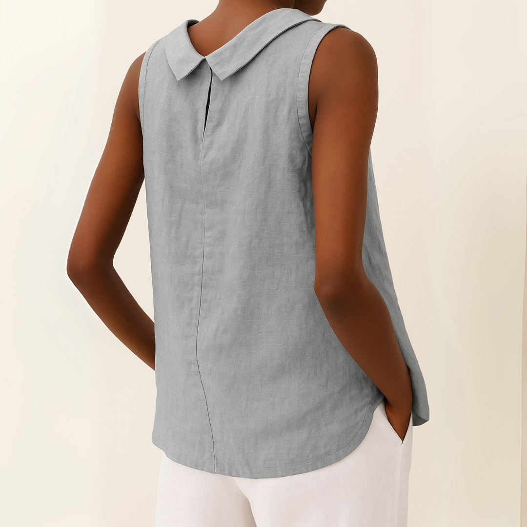 Susan | Sleeveless Top with Roll Collar