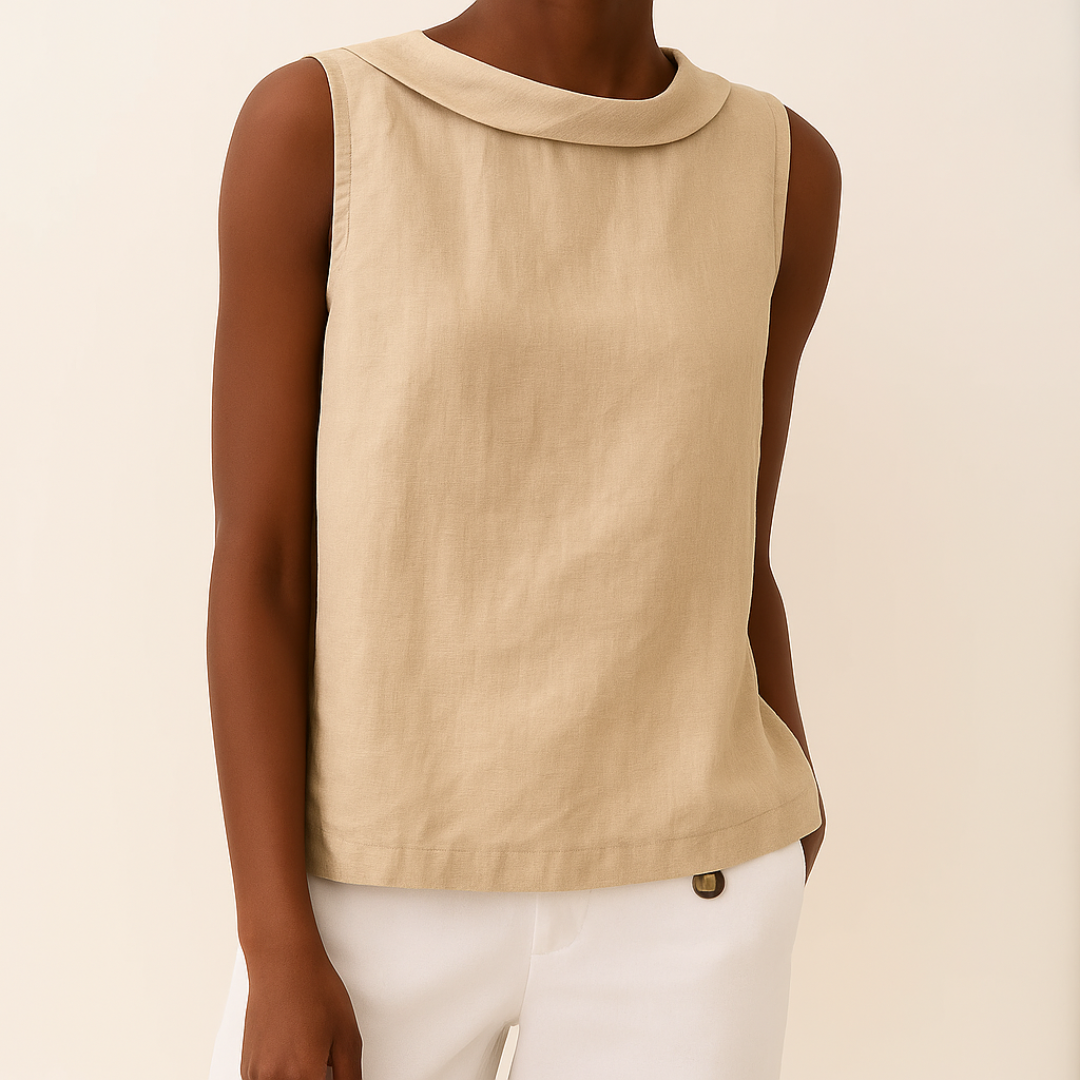 Susan | Sleeveless Top with Roll Collar