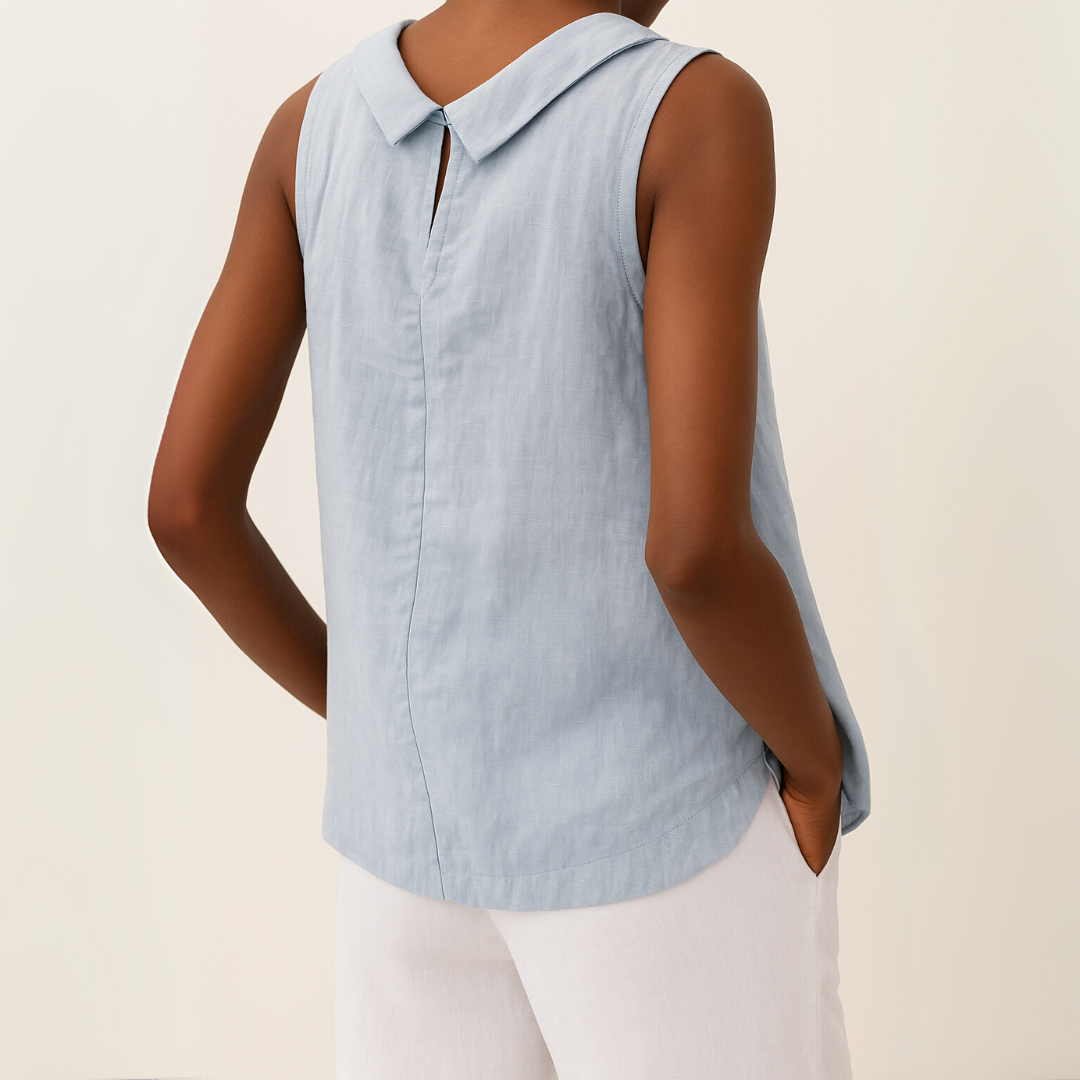 Susan | Sleeveless Top with Roll Collar