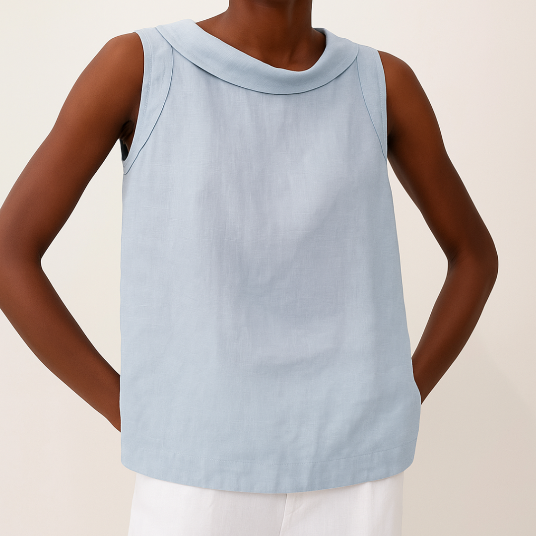 Susan | Sleeveless Top with Roll Collar