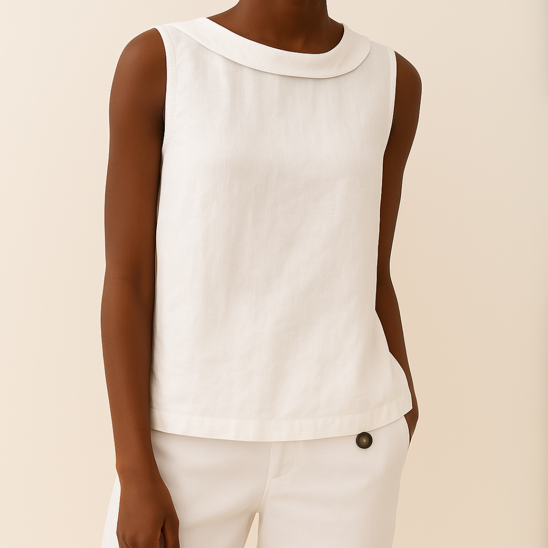 Susan | Sleeveless Top with Roll Collar