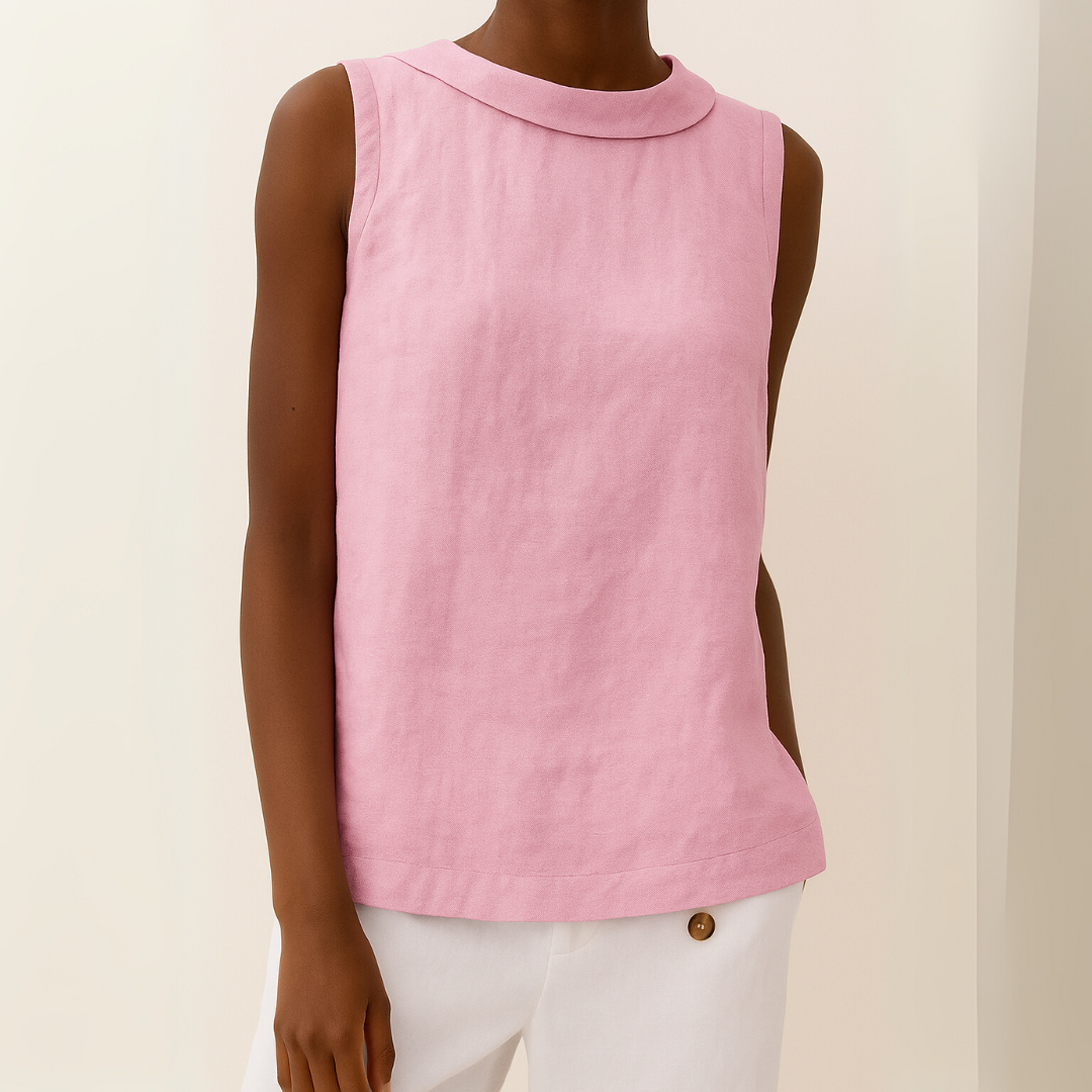 Susan | Sleeveless Top with Roll Collar