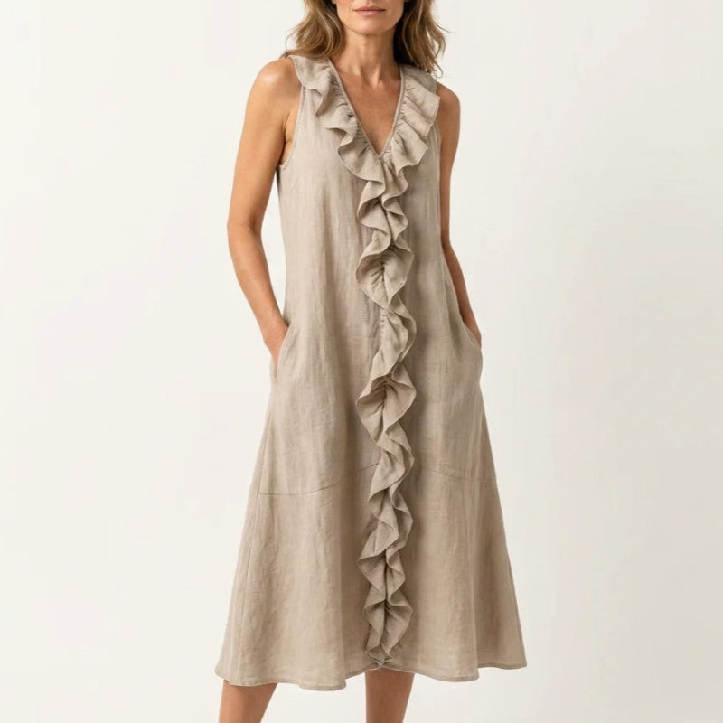 Susanna | Bohemian Linen Midi Dress