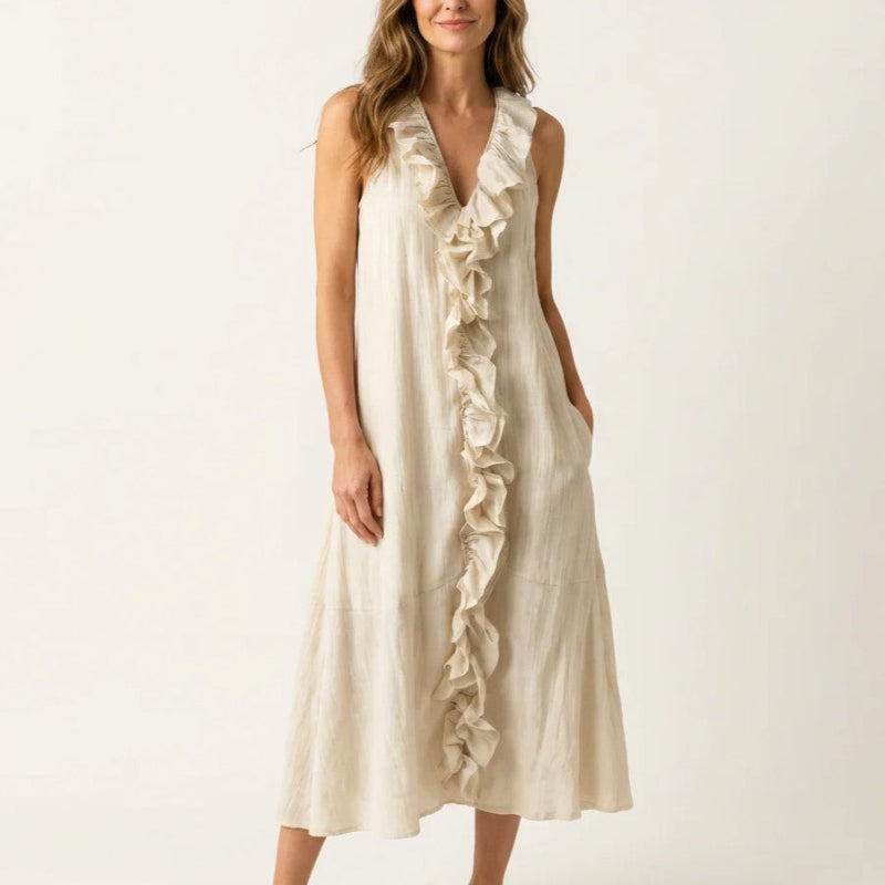 Susanna | Bohemian Linen Midi Dress