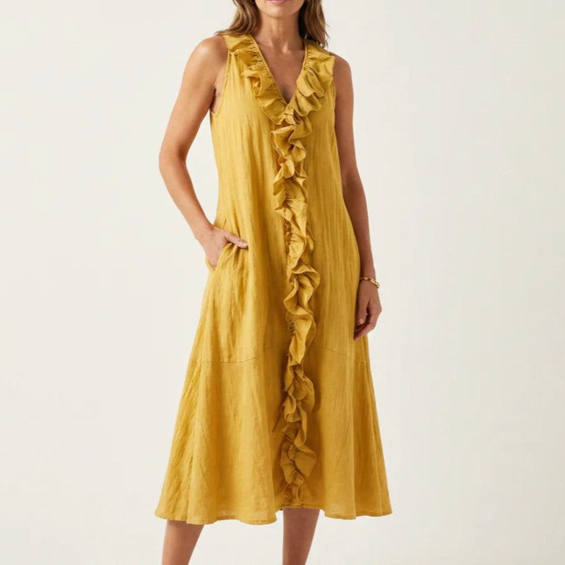 Susanna | Bohemian Linen Midi Dress