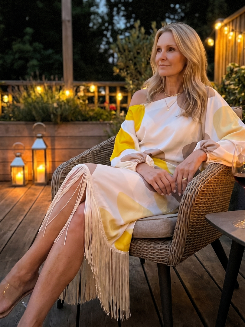 Sydney | One-Shoulder Fringe Wrap Midi Dress
