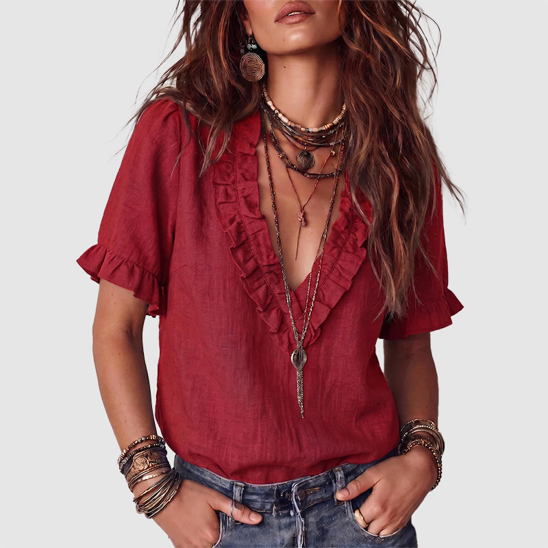 Taylor | Linen Ruffle Blouse