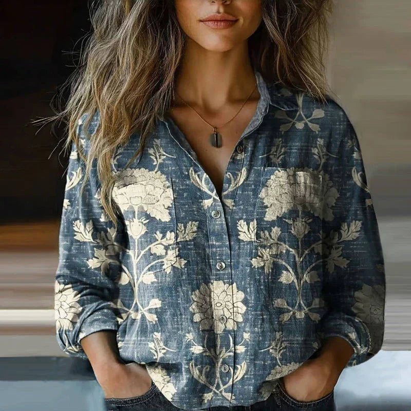 Teresa | Bandana Print Relaxed Button-Up Blouse