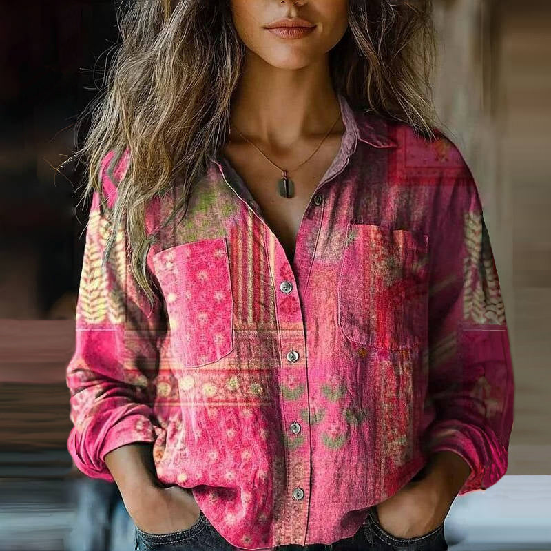 Teresa | Bandana Print Relaxed Button-Up Blouse