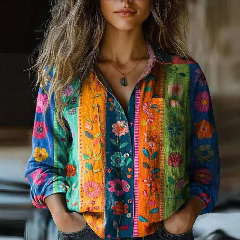 Teresa | Bandana Print Relaxed Button-Up Blouse