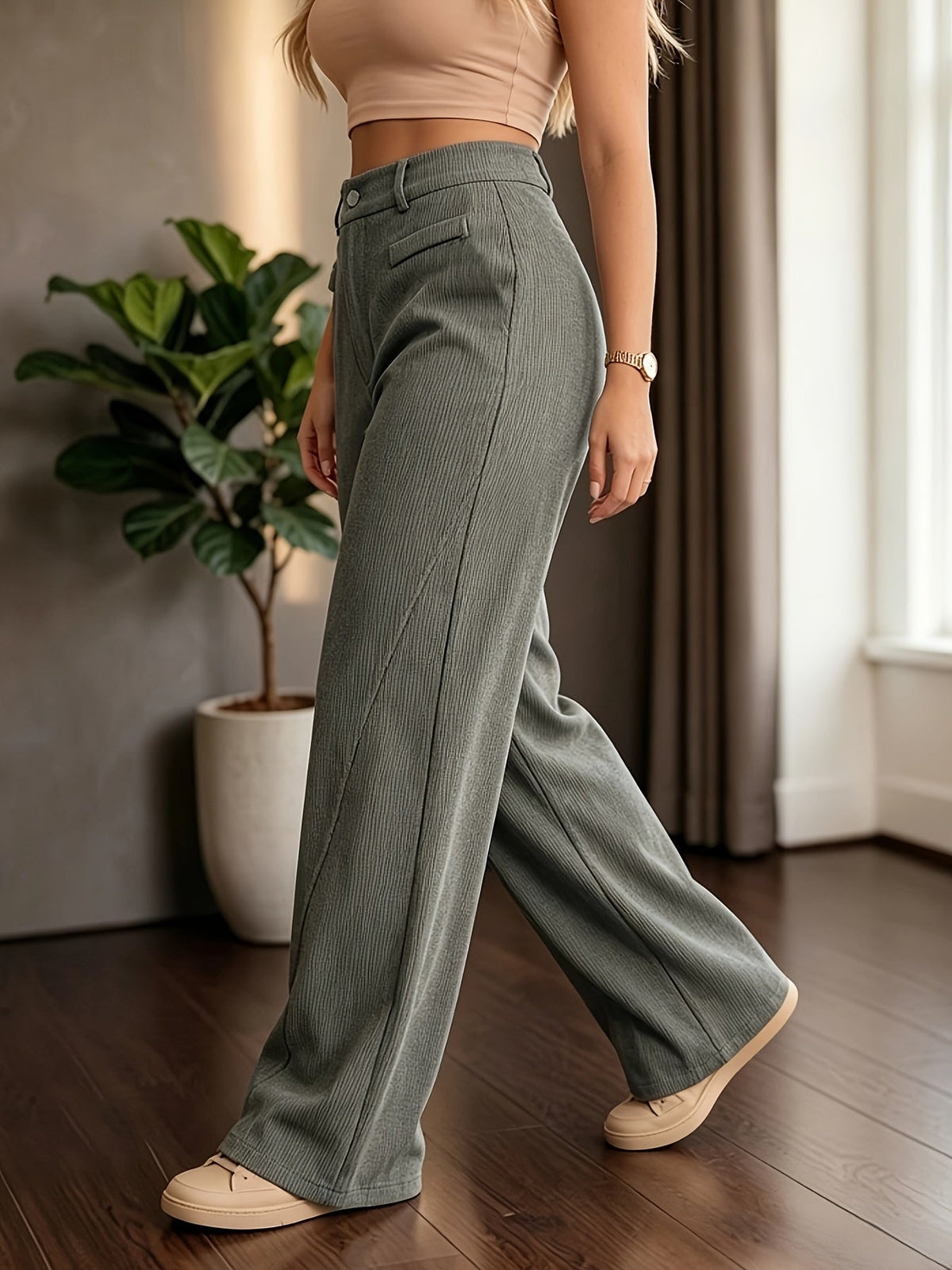 Thea | Elegant High-Waist Wide-Leg Trousers