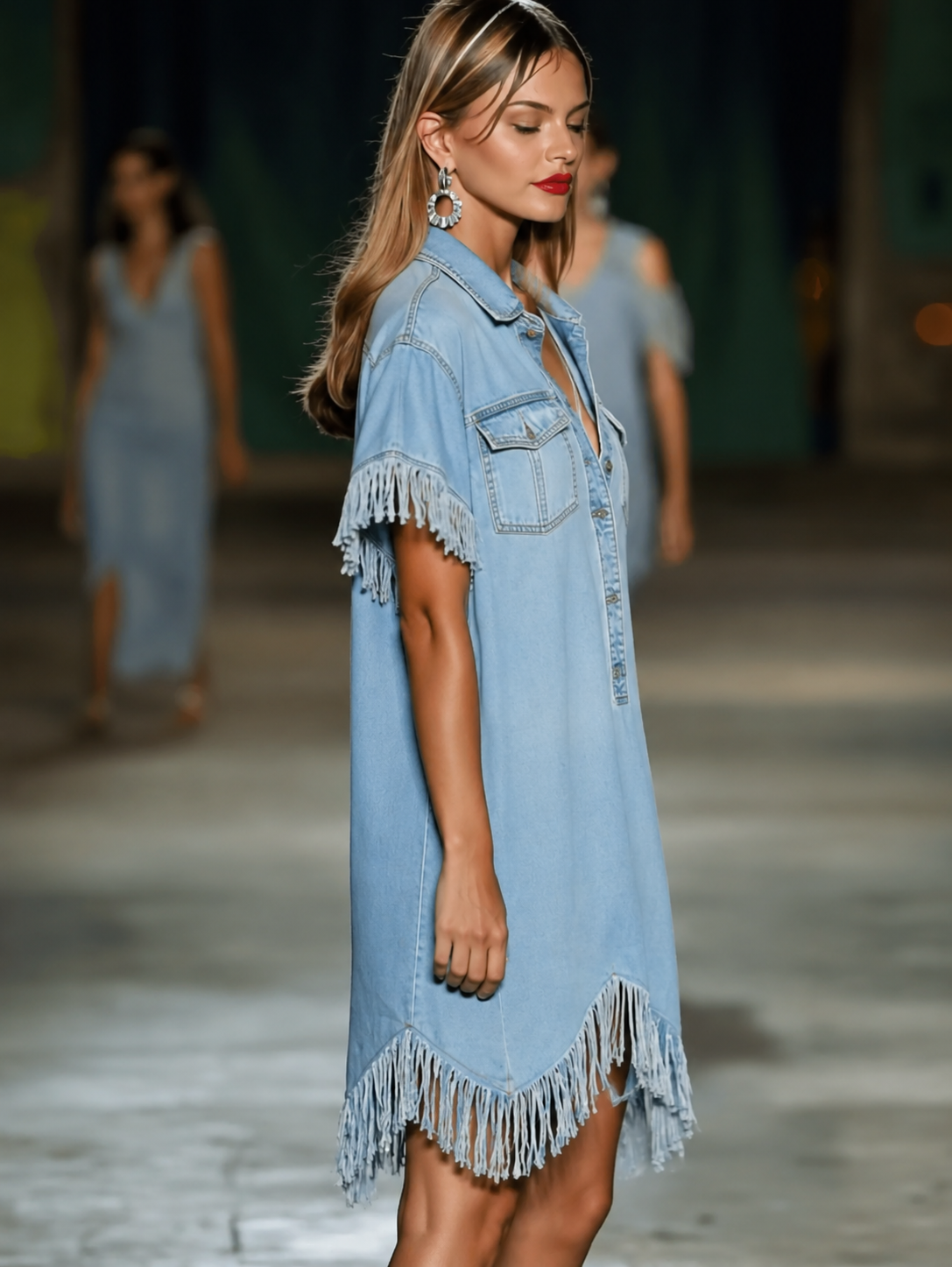 Tiana | Denim Fringe Mini Dress