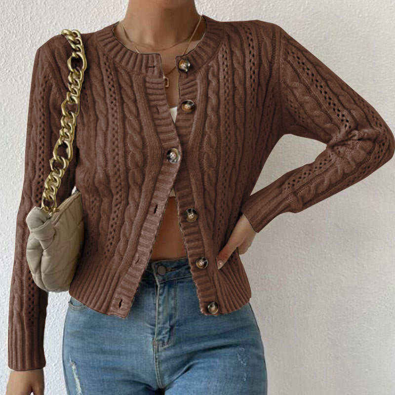 Tilda textured button-up cardigan, brown