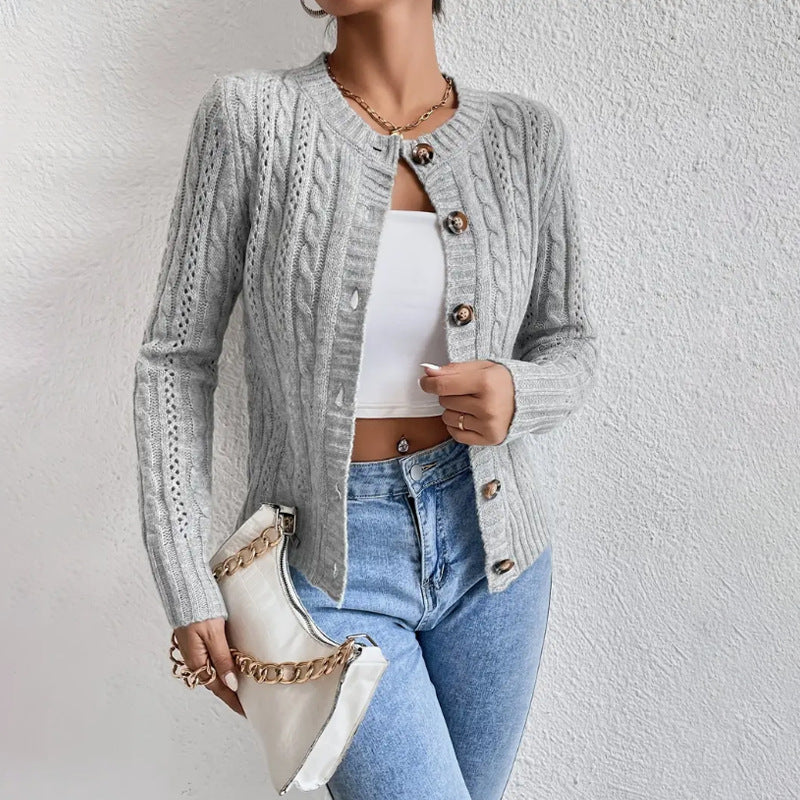 Tilda textured button-up cardigan, gray