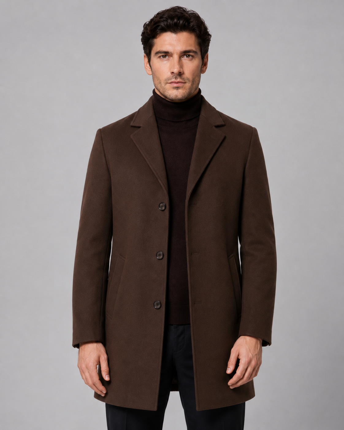 Timothy single-breasted wool coat notch lapel - front view