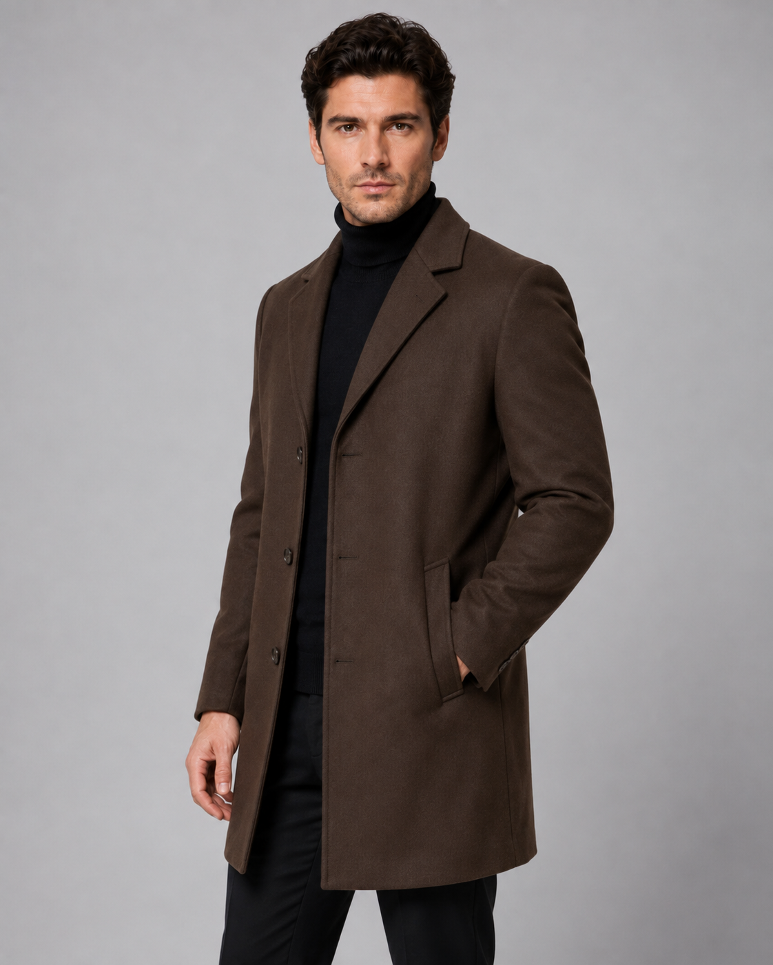 Timothy single-breasted wool coat notch lapel - side view