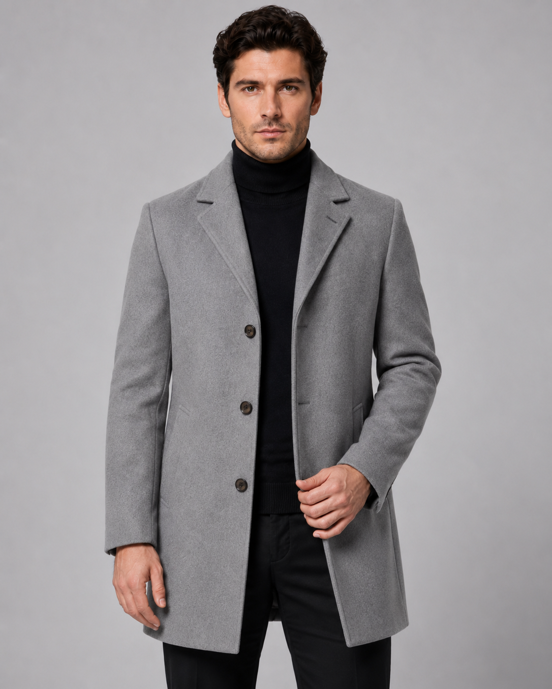 Timothy single-breasted wool coat notch lapel - lapel detail