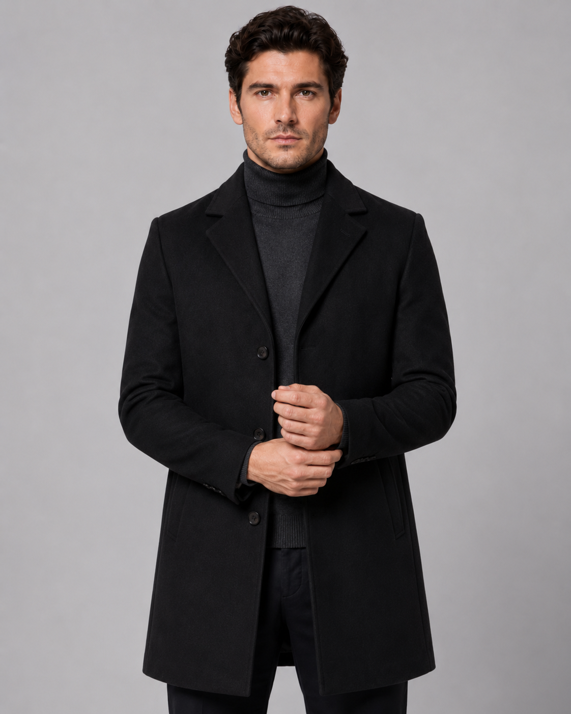 Timothy single-breasted wool coat notch lapel - styled outfit