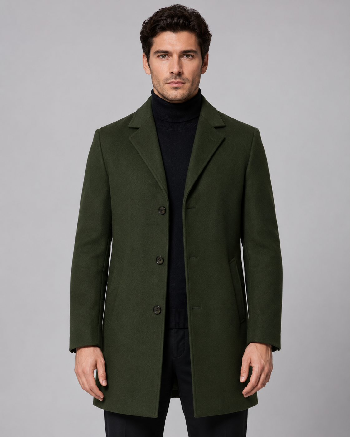 Timothy single-breasted wool coat notch lapel - full look
