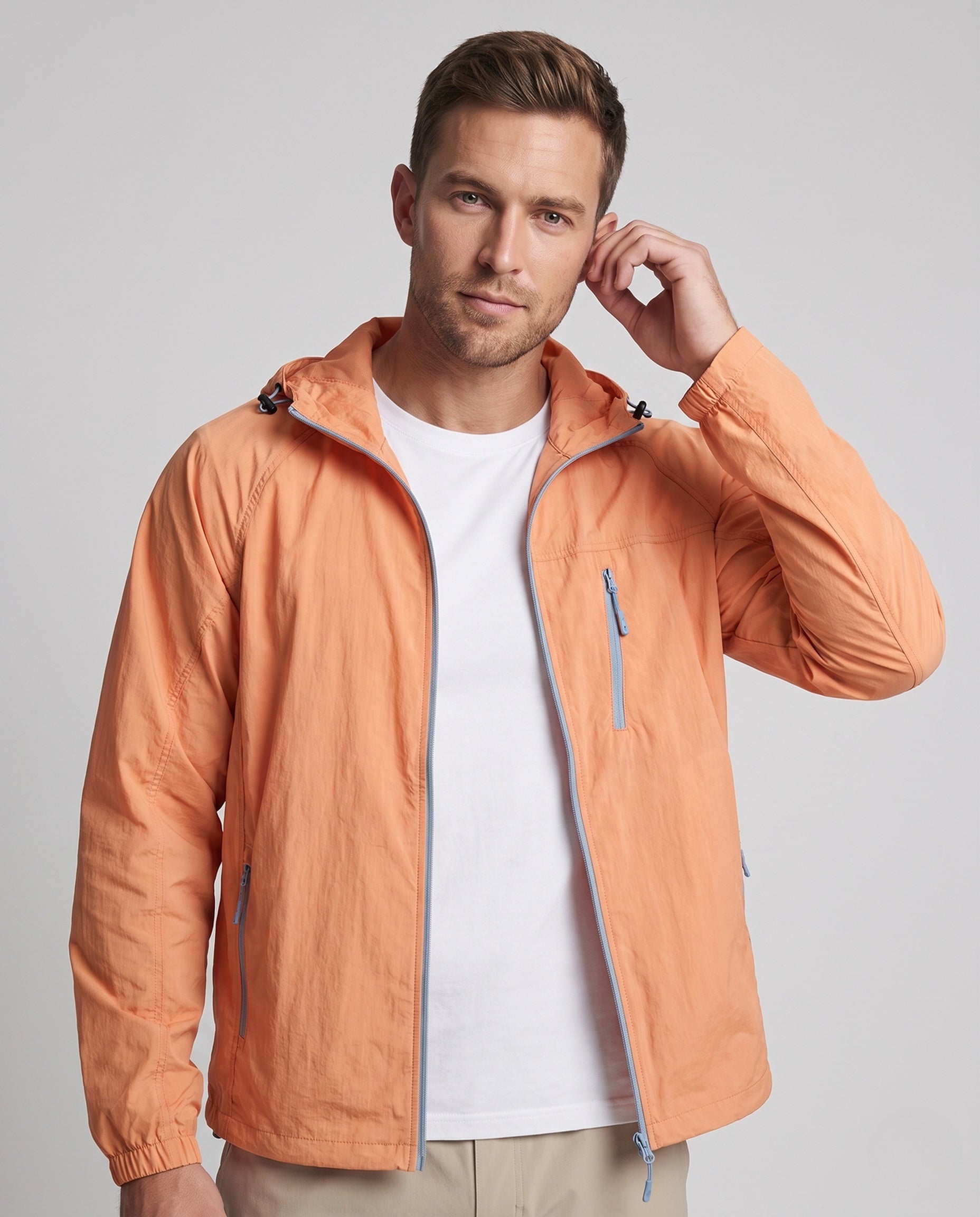 Tyler packable hooded jacket - upper body detail
