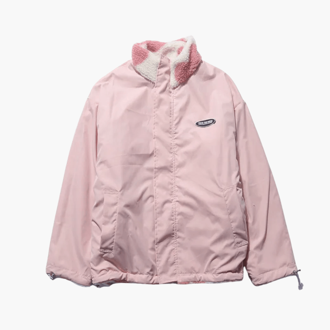 Valerie reversible sherpa heart print jacket - side view