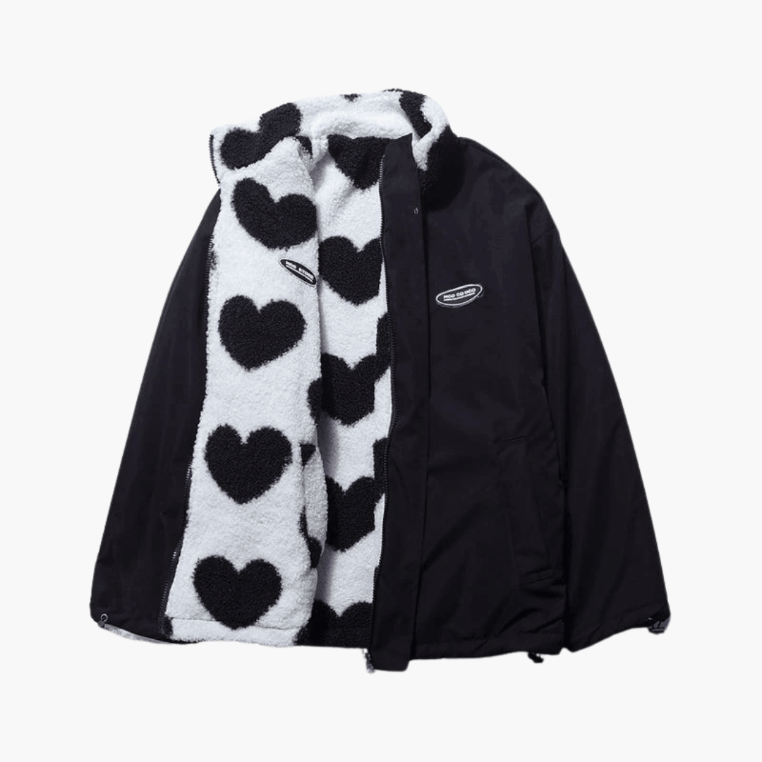 Valerie reversible sherpa heart print jacket - back view