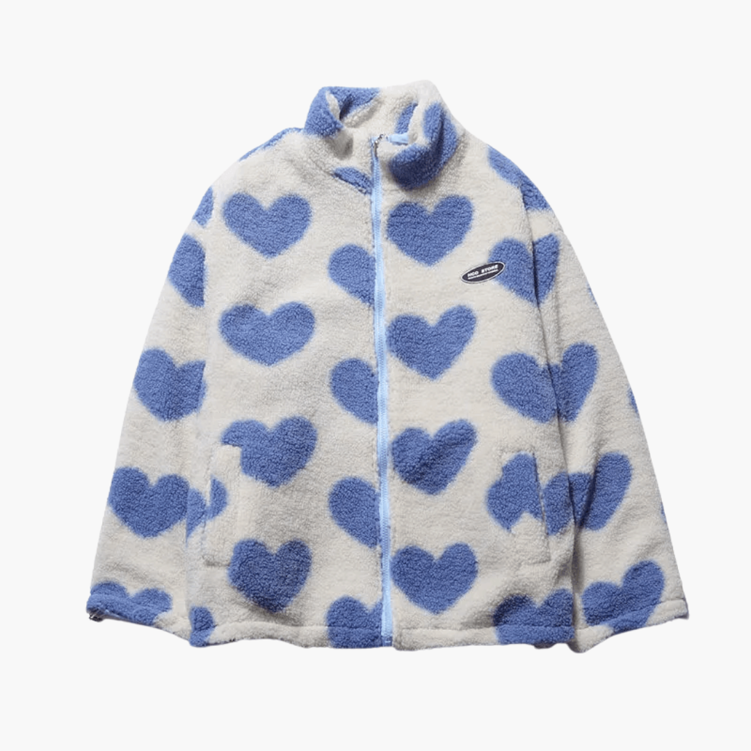 Valerie reversible sherpa heart print jacket - styled outfit